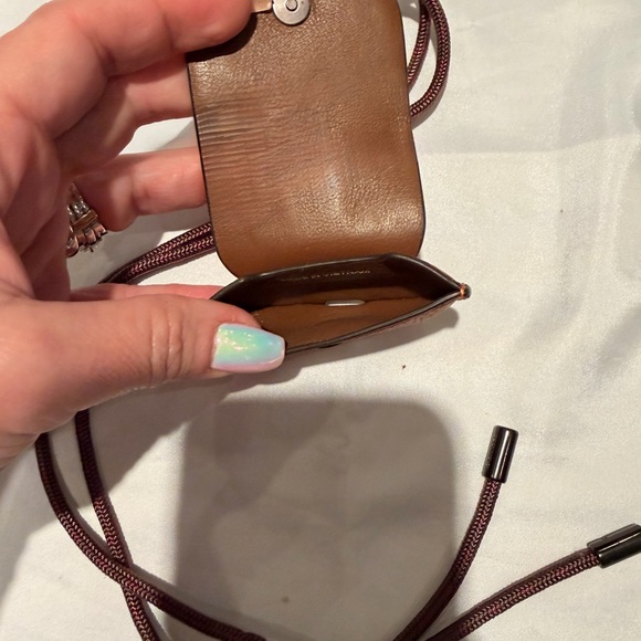 NWOT Coach large wireless earbud case, orange pebble leather w/lanyard strap - Picture 2 of 3